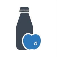 Lunch box icon. Lunch box with sandwich, bottle of water and fruit icon vector