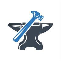 Blacksmith icon. Anvil and hammer icon vector