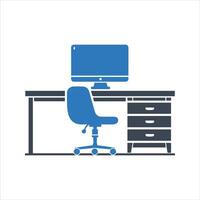 Office desk icon. Empty office icon vector