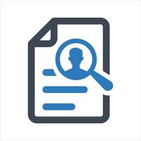 Document search icon, search file icon vector