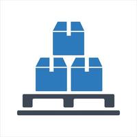 Pallet icon. Cardboard boxes on a wooden pallet icon vector