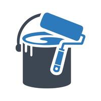 Paint bucket and paint roller icon. Paint bucket icon vector