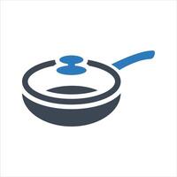 Frying pan icon. Non-stick frying pan with lid icon vector