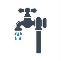 Water tap icon. Faucet with a drop of water icon vector