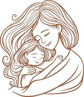 An icon of a mother and child hugging vector