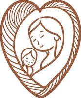 A heart-shaped icon with mother inside vector
