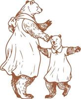 A mother bear and her cub dancing vector