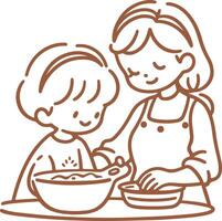 An icon of a mother and child baking together vector
