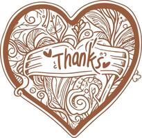 A heart-shaped icon with the word Thanks inside vector
