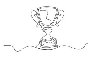 Winner Cup Continuous Line Icon, Winner trophy continuous one line icon drawing. Award trophy cup single line illustration in doodle style vector