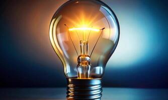 The light source. An incandescent lamp with a base is lit on a dark background photo