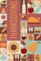 Happy Thanksgiving Day. Vertical modern template design for background, banner, greeting card, poster with text inscription. illustration vector