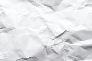 Crumpled white paper texture for creative background designs and artistic projects. photo