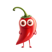 a cartoon red chili pepper character with eyes and a smile png