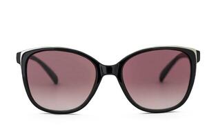 Sunglasses with a pink lenses in a black frame isolated on a white background photo