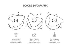 Doodle infographic elements with 3 options. business template for presentation vector