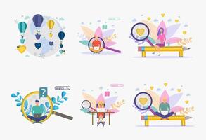 Meeting website. Search for a pair. The guy is looking for a girl. Communication through the social networks of the Internet, the concept of communication, discussion of business ideas, news, dating. vector