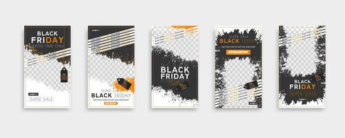 Black friday banner design set with grunge style vector