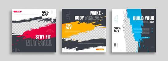 Three banners with different colors and shapes vector