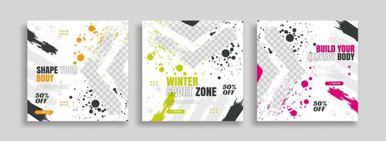 Three banners with colorful paint splatters vector
