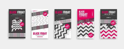 Black friday banner design set with chevron pattern vector