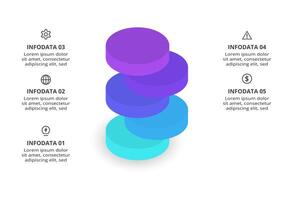 3D infographic pyramid, or comparison chart with 5 colorful levitating layers. The concept of levels or stages of a business project. Realistic infographic design template. vector