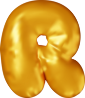 3d gold alphabet balloon single letter R png