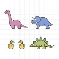set of abstract cartoon dinosaur vector