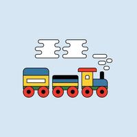 running train with smoke cartoon vector