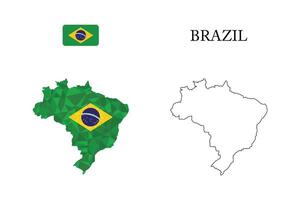 abstract polygonal map of brazil vector