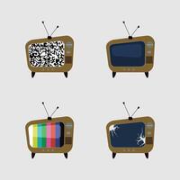 set flat retro tv screen vector