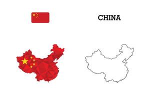 abstract polygonal map of china vector