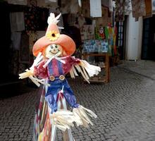 Little scarecrow with straw hat photo