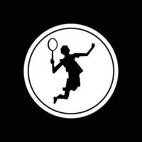 abstract silhouette jumping badminton player vector