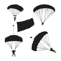 man doing parachute skydive silhouette vector