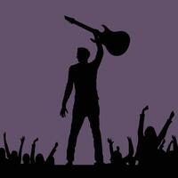 man holding guitar silhoutte vector