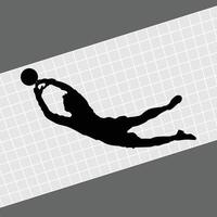 jumping goalkeeper save ball silhouette vector
