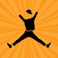 invisible man happy jumping silhouette vector
