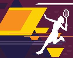 abstract badminton player poster background vector