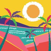 abstract beach vibrant color background vector