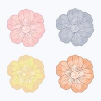 flower simple flat pastel colour vector