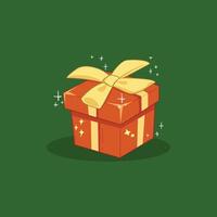 flat gift box with ribbon vector