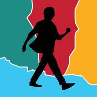 casual style walking man silhouette vector