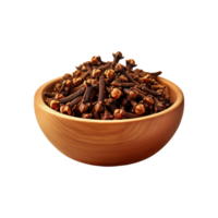 Wooden bowl of clove on transparent background png