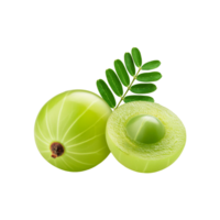 Fresh amla fruit with slices on transparent background png
