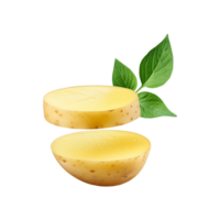 Sliced potato with leaf on transparent background png