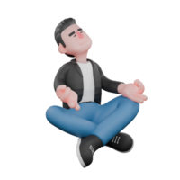 3D Model of Musician Character. a musician sits cross-legged with hands on knees and fingers forming mudra with contemplative expression. Vocal Talent png