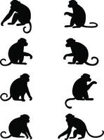 Monkey Silhouette Set in different poses vector