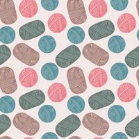 seamless pattern with skeins of knitting threads. Handicraft. vector
