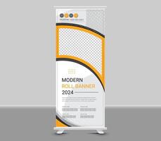 Roll up banner template design vector